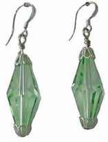 Earring, green long crystal, www.CreativeMindOriginals.com