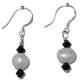 January Birth Month earring, Garnet crystals with pearl, www.CreativeMindOriginals.com