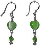 Heart earrings in light green, www.CreativeMindOriginals.com