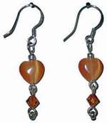 Heart earrings in peach, www.CreativeMindOriginals.com