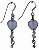 Heart earrings in pale frosted blue, www.CreativeMindOriginals.com