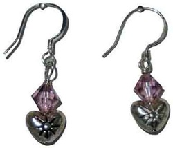 June Birth Month earring, Light Amethyst crystal with puffy heart, www.CreativeMindOriginals.com