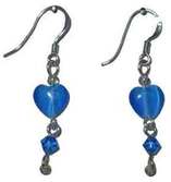 Heart earrings in sapphire blue, www.CreativeMindOriginals.com