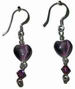 Heart earrings in amethyst, www.CreativeMindOriginals.com